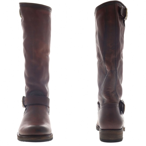 Frye slouchy brown distressed leather pullon boots - Picture 9 of 14